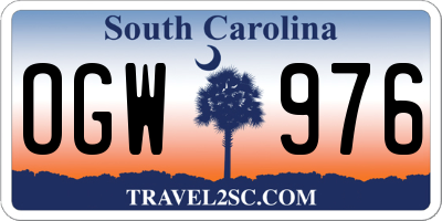 SC license plate OGW976