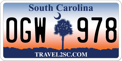 SC license plate OGW978