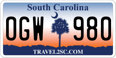 SC license plate OGW980