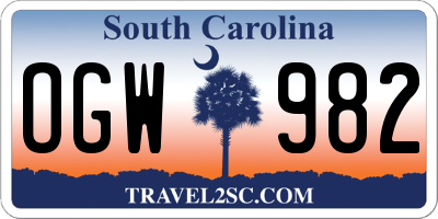 SC license plate OGW982
