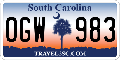 SC license plate OGW983