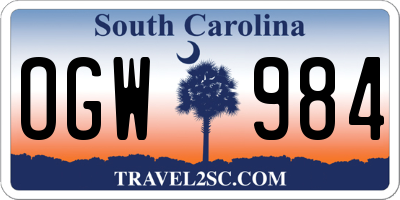 SC license plate OGW984