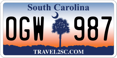 SC license plate OGW987