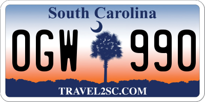 SC license plate OGW990