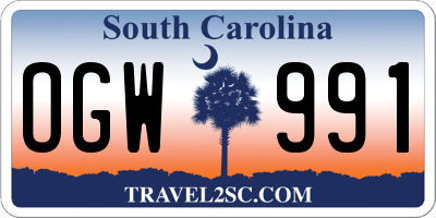 SC license plate OGW991