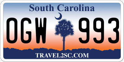 SC license plate OGW993