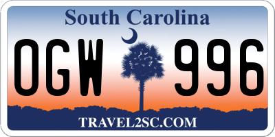 SC license plate OGW996