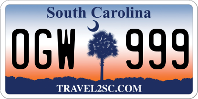 SC license plate OGW999