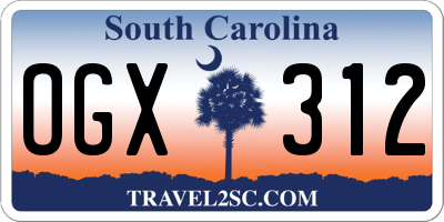 SC license plate OGX312