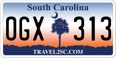 SC license plate OGX313