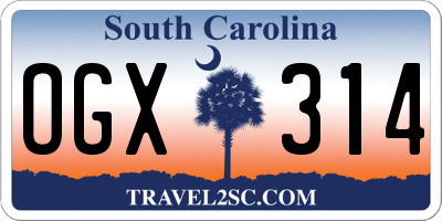 SC license plate OGX314