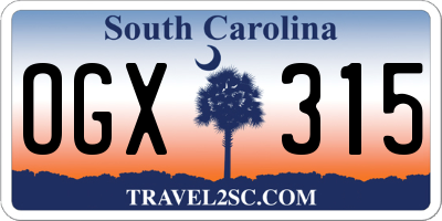 SC license plate OGX315