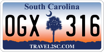 SC license plate OGX316