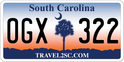 SC license plate OGX322