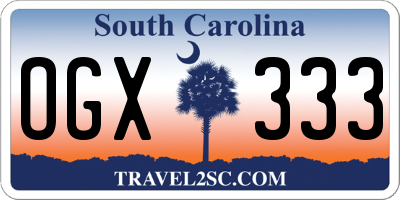 SC license plate OGX333