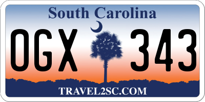SC license plate OGX343