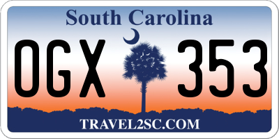 SC license plate OGX353