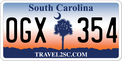 SC license plate OGX354