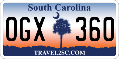 SC license plate OGX360