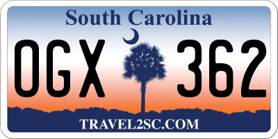 SC license plate OGX362
