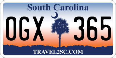 SC license plate OGX365