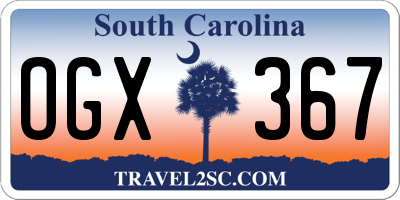SC license plate OGX367