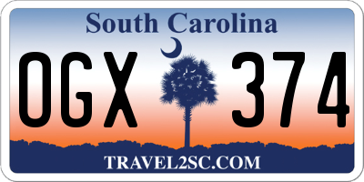 SC license plate OGX374