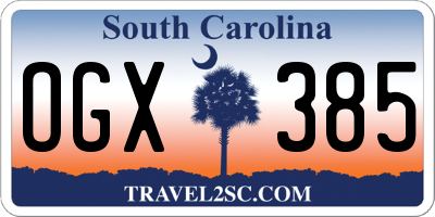 SC license plate OGX385