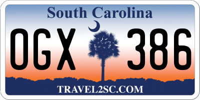 SC license plate OGX386