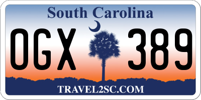 SC license plate OGX389