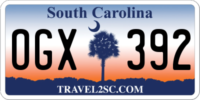 SC license plate OGX392
