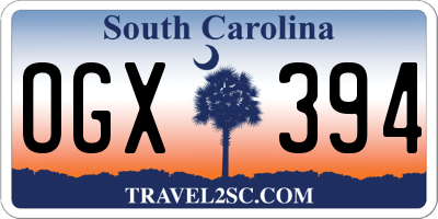 SC license plate OGX394