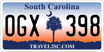 SC license plate OGX398