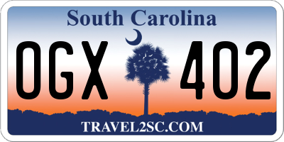 SC license plate OGX402