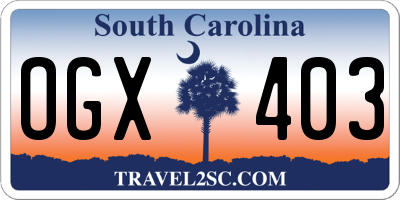 SC license plate OGX403