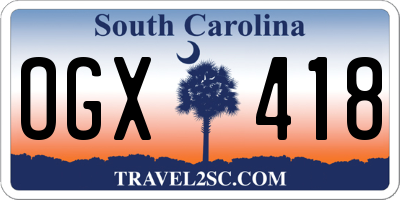 SC license plate OGX418
