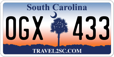 SC license plate OGX433