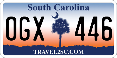 SC license plate OGX446