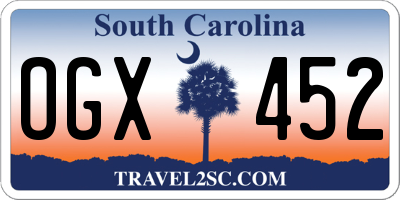SC license plate OGX452