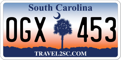 SC license plate OGX453