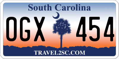 SC license plate OGX454