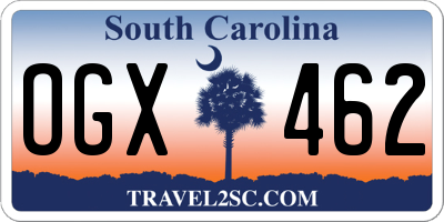SC license plate OGX462
