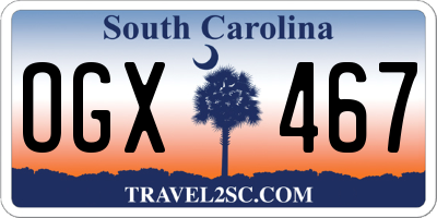 SC license plate OGX467