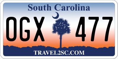 SC license plate OGX477
