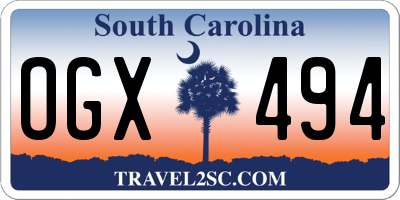 SC license plate OGX494