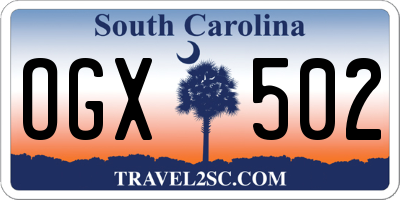 SC license plate OGX502