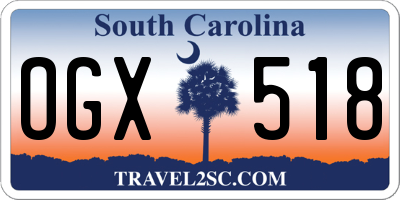 SC license plate OGX518
