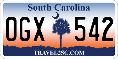 SC license plate OGX542