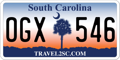 SC license plate OGX546