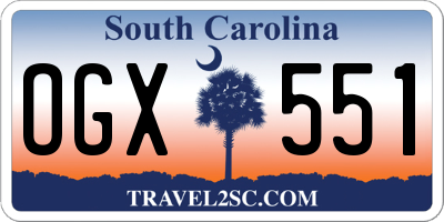 SC license plate OGX551